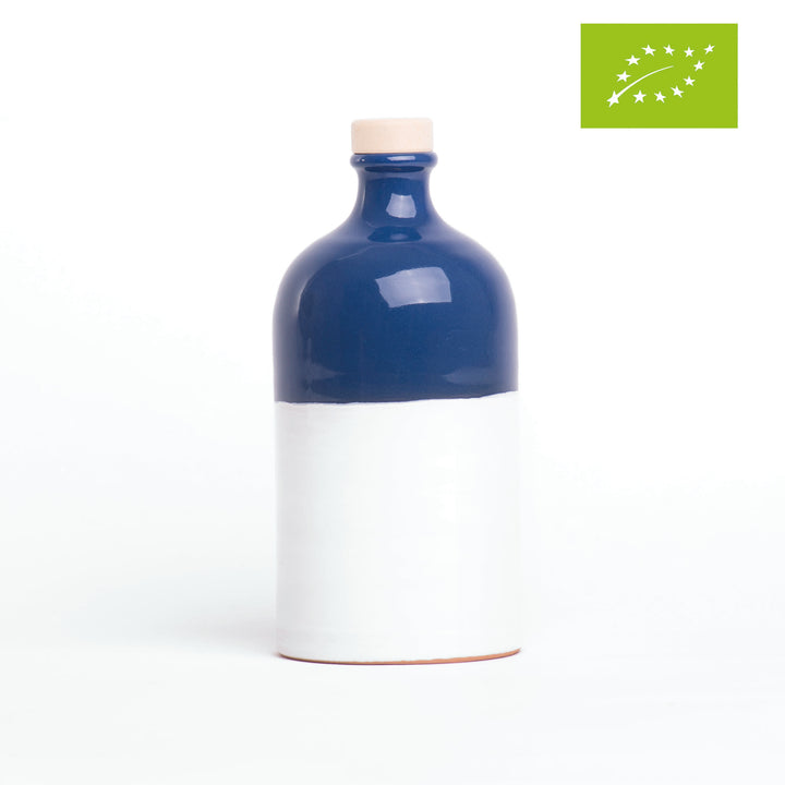 Blaue Keramik mit BIO EVO Öl